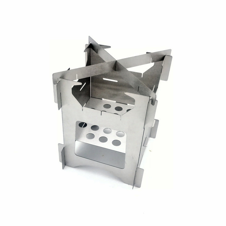 compact stainless steel portable wood-burning camping stove with tool-free interlocking assembly Bowlift