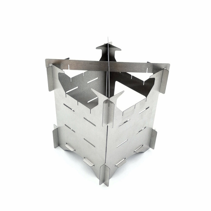 compact stainless steel portable wood-burning camping stove with tool-free interlocking assembly Bowlift