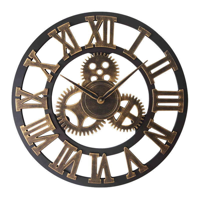 Vintage Industrial Steampunk Gear Wall Clock Bowlift