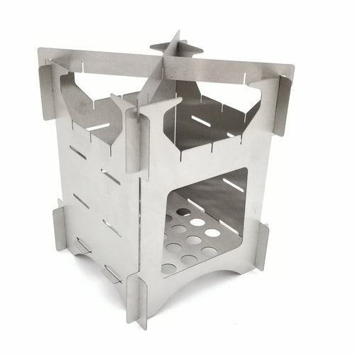 compact stainless steel portable wood-burning camping stove with tool-free interlocking assembly Bowlift