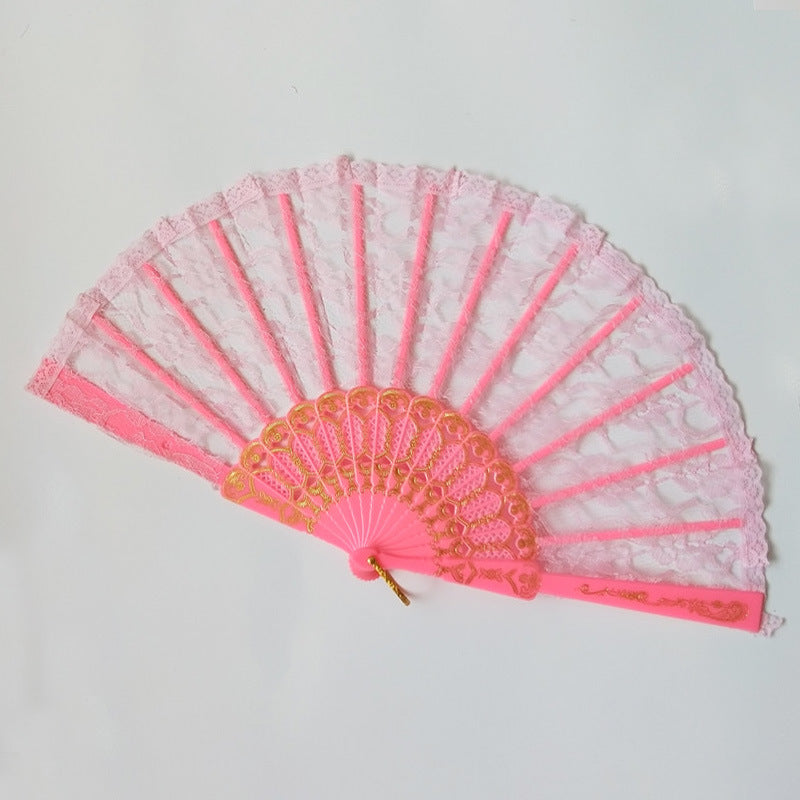 Ladies lace fan with golden decorations Bowlift