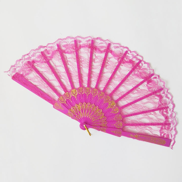 Women's fan made of fine lace with elegant gold embellishment Bowlift
