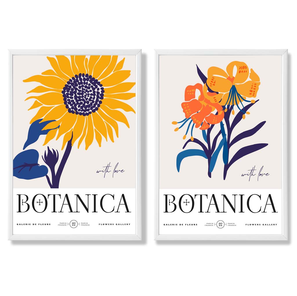 Blue and Yellow Summer Flower Market Framed Set of 2 Art Prints | Bowlift