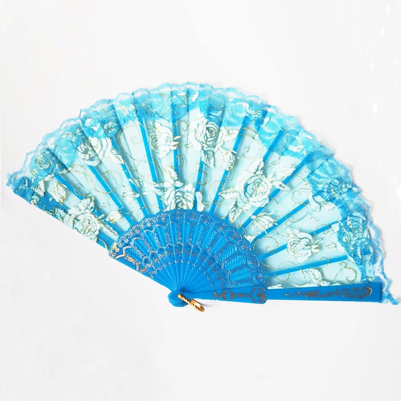 Women decorative fan with floral lace motifs Bowlift