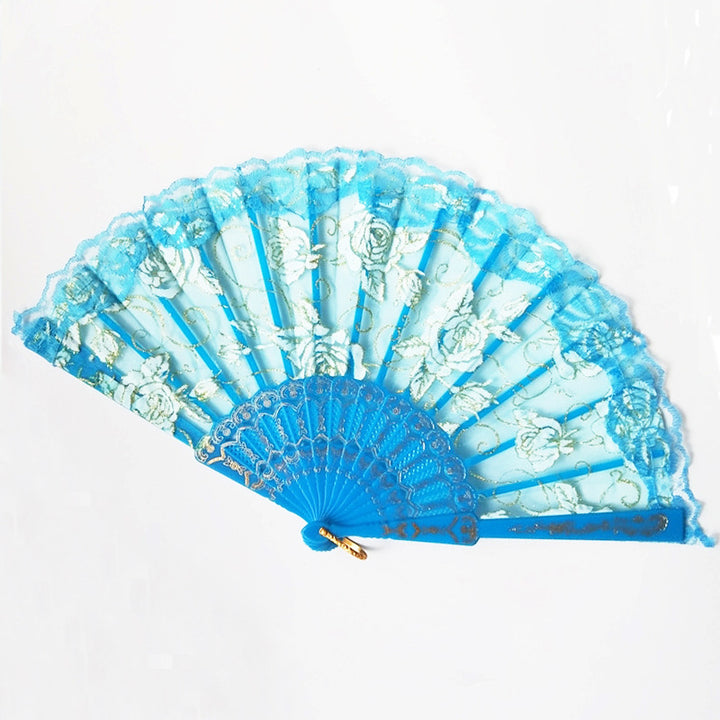 Ladies decorative hand fan with delicate rose motifs Bowlift