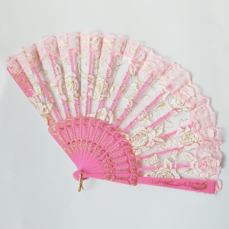 Women decorative fan with floral lace motifs Bowlift