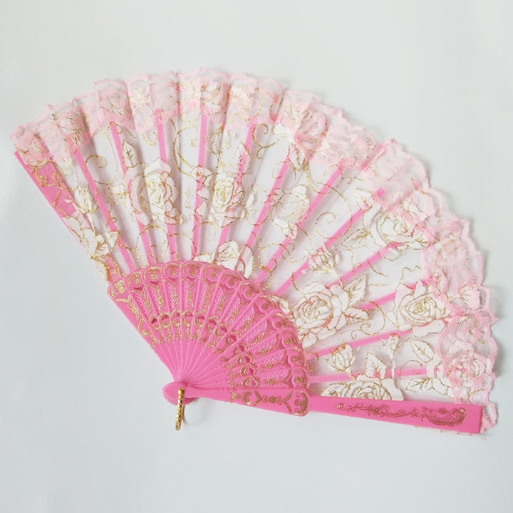 Women decorative fan with floral lace motifs Bowlift
