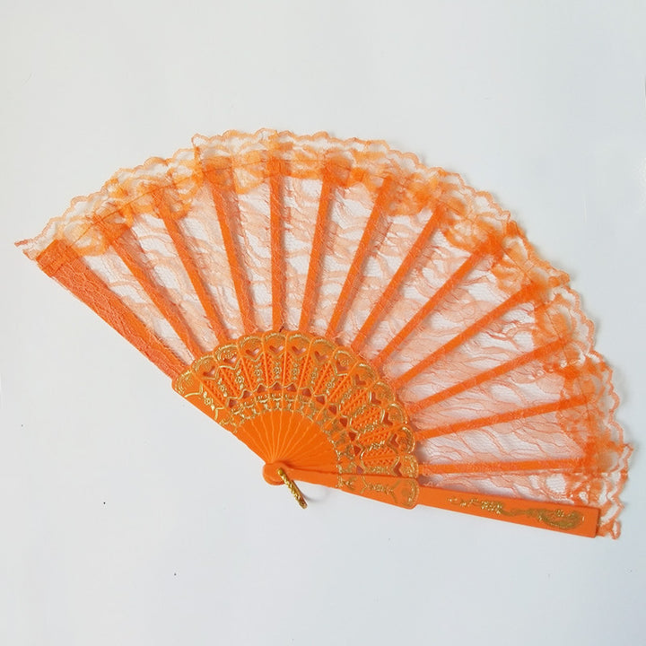 Ladies lace fan with golden decorations Bowlift