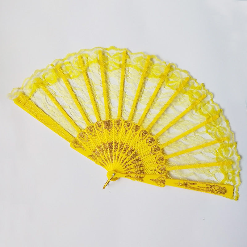 Ladies lace fan with golden decorations Bowlift