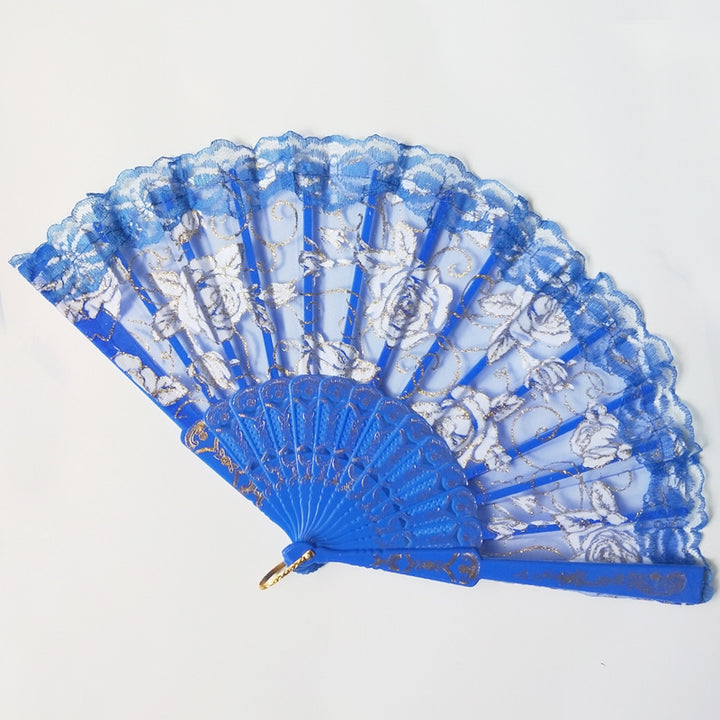 Ladies decorative hand fan with delicate rose motifs Bowlift