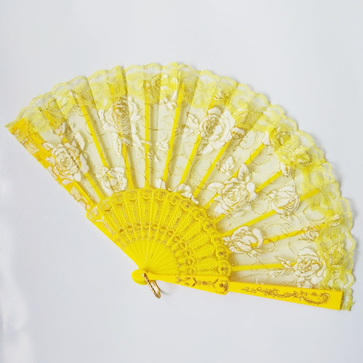 Women decorative fan with floral lace motifs Bowlift