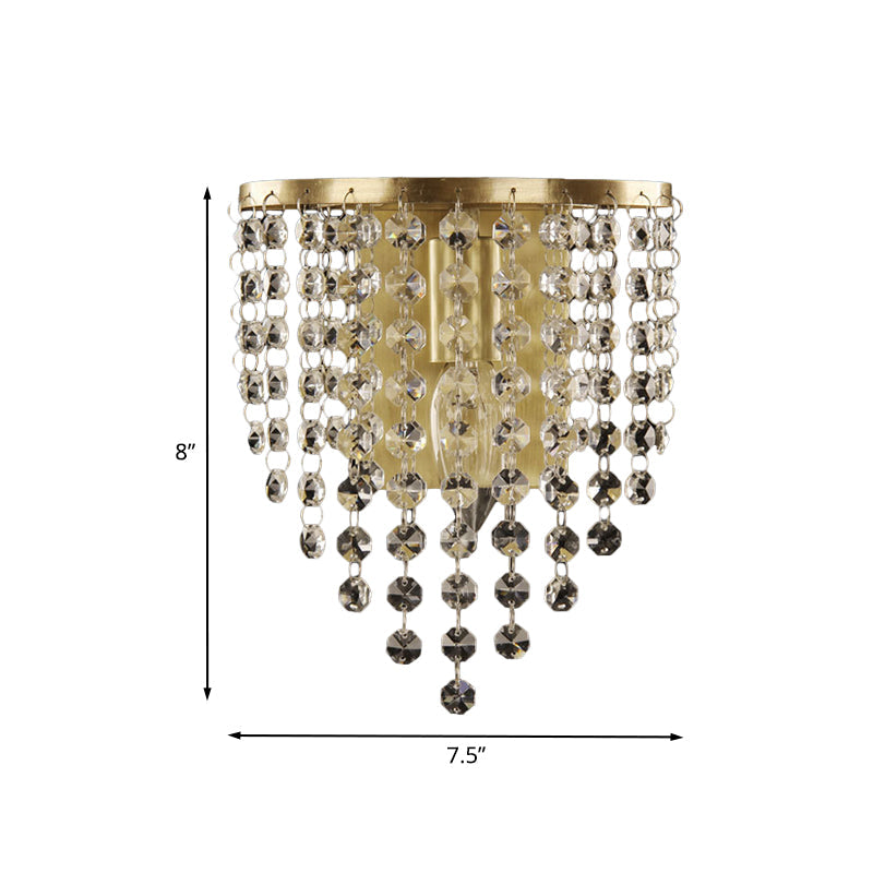 BowLift | Minimalist Tapered Wall Lamp 1 Light Crystal Chain Wall-Mounted Lighting in Brass
