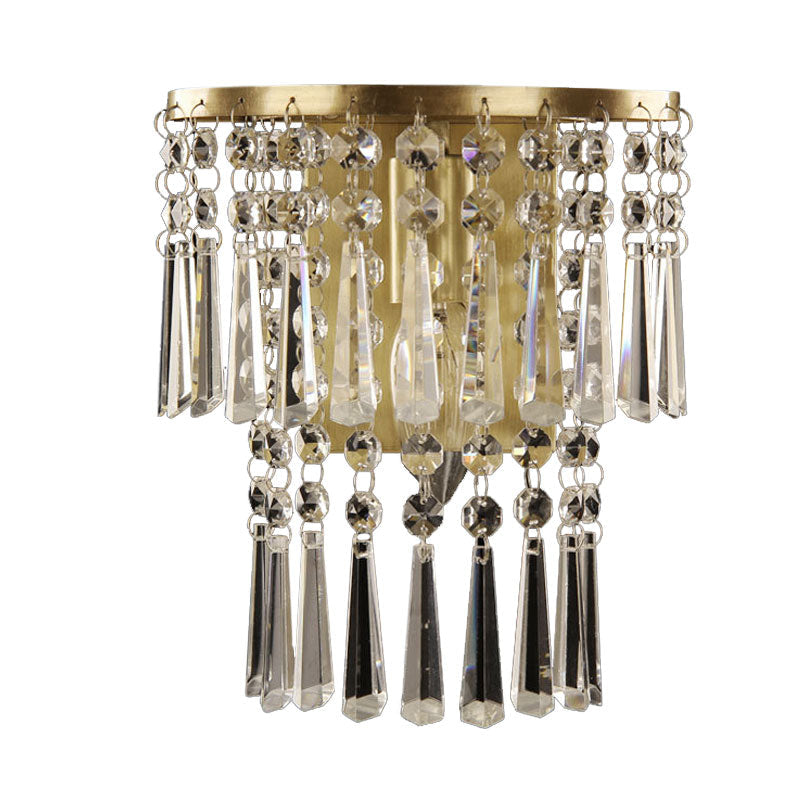 BowLift | Angled Glass Crystal Half Round Wall Light Modernism 1 Light Hallway Wall Mounted Lamp in Brass