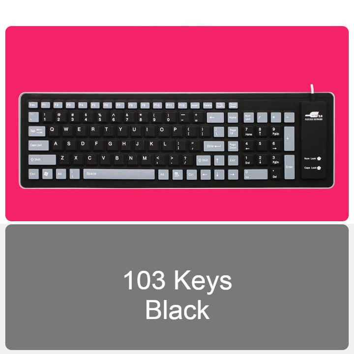 BowLift | Roll-up Silicone Flexible Keyboard, with USB Wired, Waterproof Coating & Silent Typing