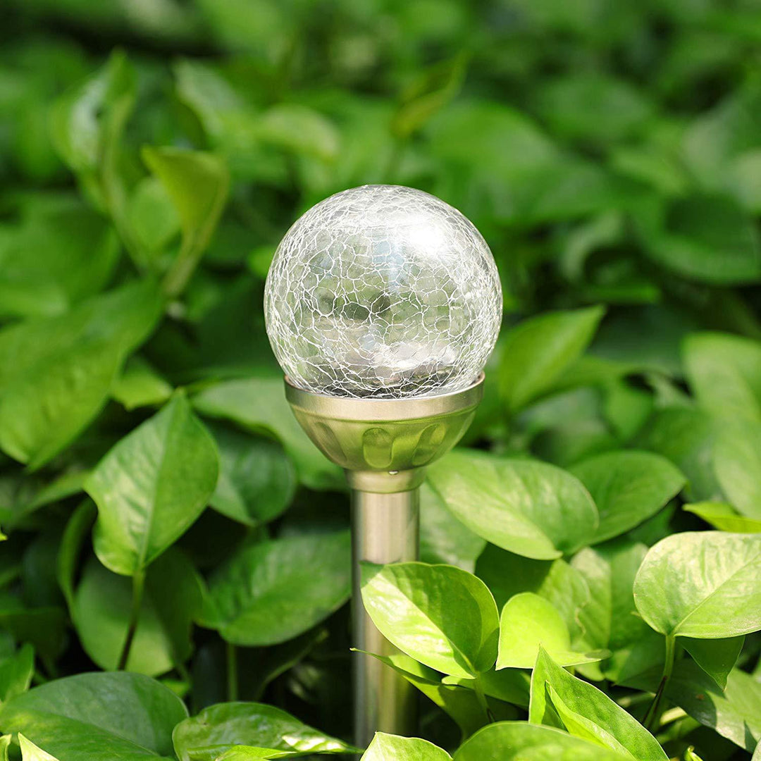 Solar Crackle Glass Garden Light