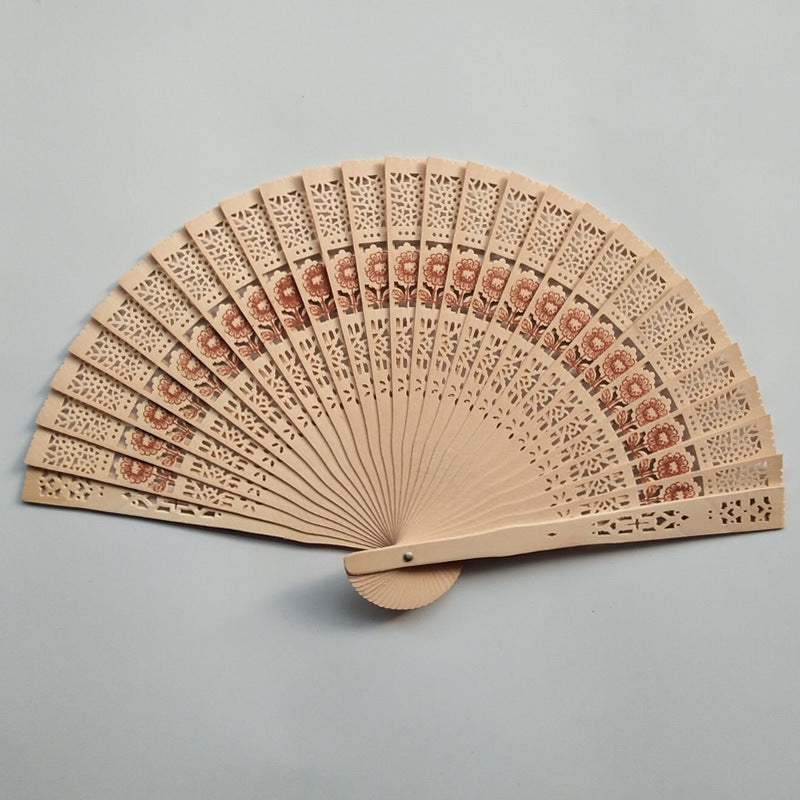 Ladies decorative hand fan with intricate flower painting Bowlift