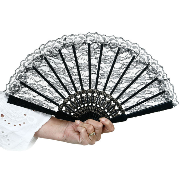 Women's fan made of fine lace with elegant gold embellishment Bowlift