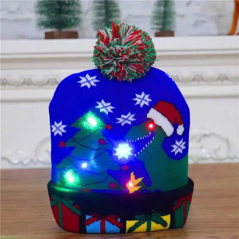 BowLift | LED Christmas Hat Sweater Knitted Beanie Christmas Light Up Knitted Hat Christmas Gift  Kids Xmas New Year Decorations