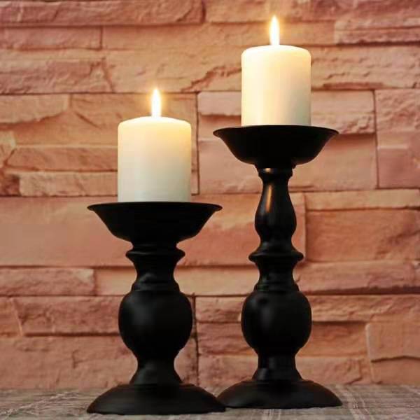 Sculpted Metal Pillar Candlestick Holder Set for Home Decor Bowlift