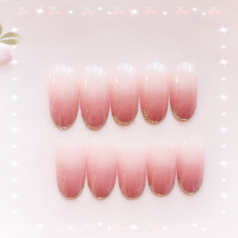 Glossy French Tip Press-On Nail Set