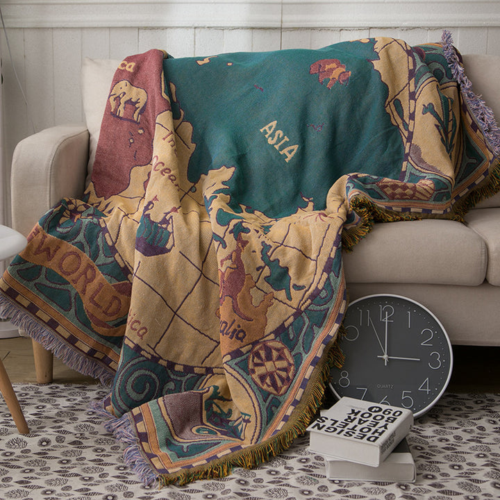 Decorative Map Throw Blanket