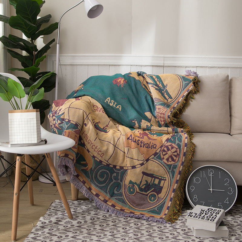 Decorative Map Throw Blanket
