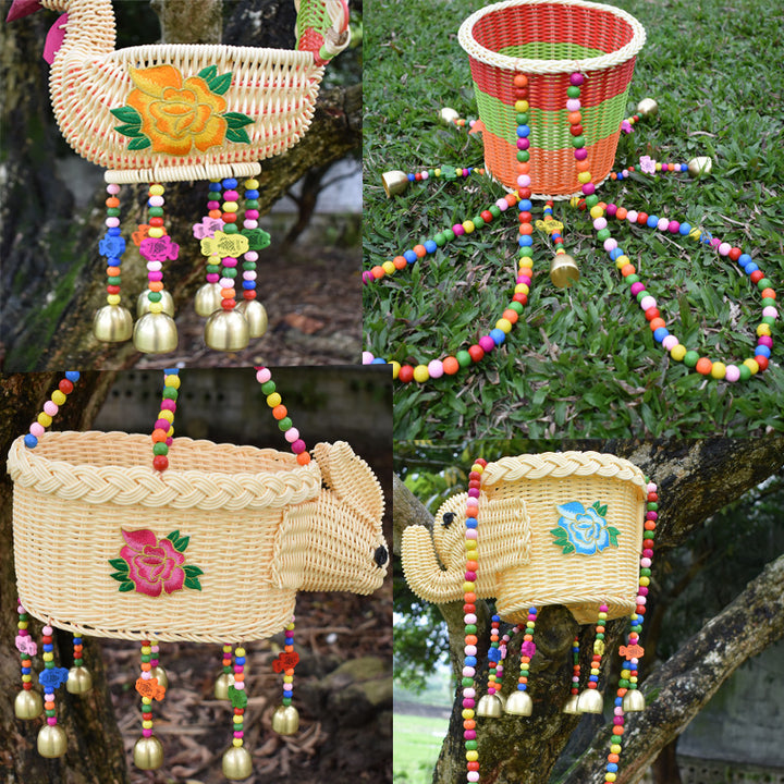 Decorative Animal-Shaped Woven Hanging Basket Bowlift