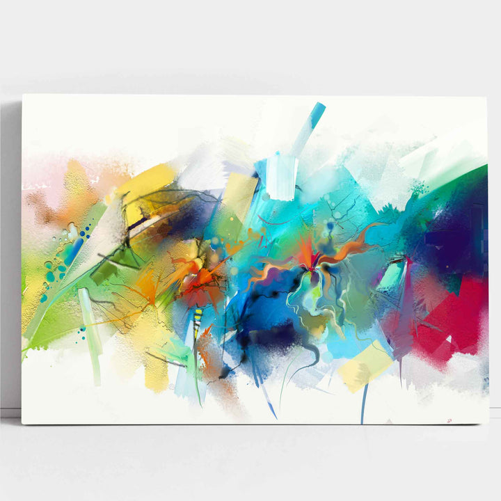 Abstract Colorful Pink Blue Yellow Wall Art Canvas Print | Bowlift