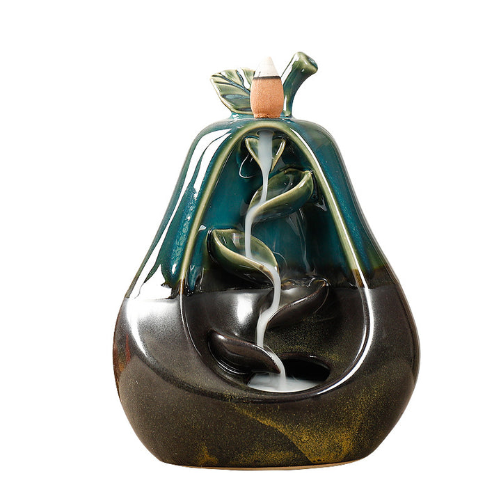 Nature-inspired ceramic incense waterfall