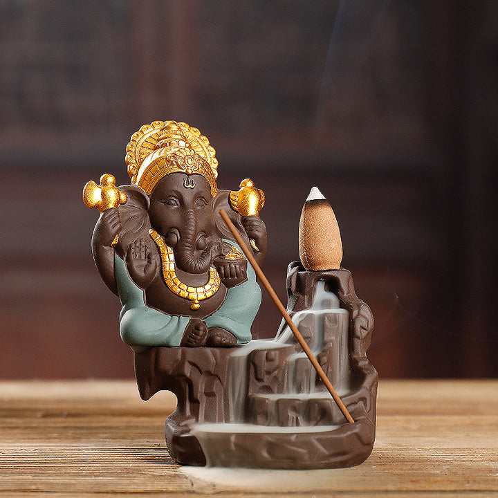 Decorative Ganesh Waterfall Incense Holder