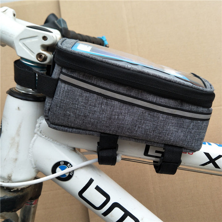touchscreen top tube bike bag with waterproof compartment and reflective strip Bowlift