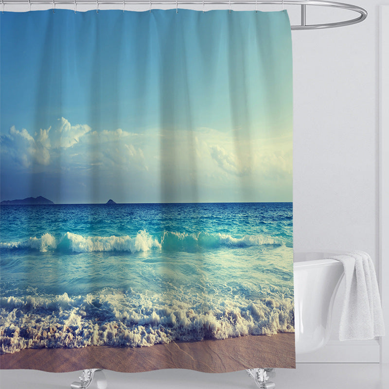 Beach-Themed Shower Curtain Bowlift