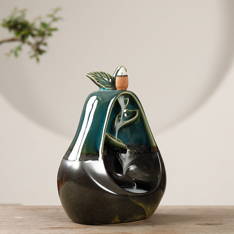Nature-inspired ceramic incense waterfall
