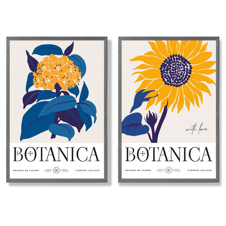 Blue and Yellow Sunflower Framed Set of 2 Art Prints | Bowlift