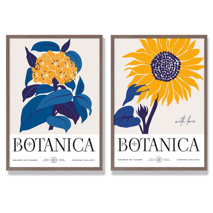 Blue and Yellow Sunflower Framed Set of 2 Art Prints | Bowlift