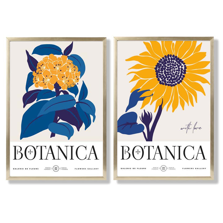 Blue and Yellow Sunflower Framed Set of 2 Art Prints | Bowlift