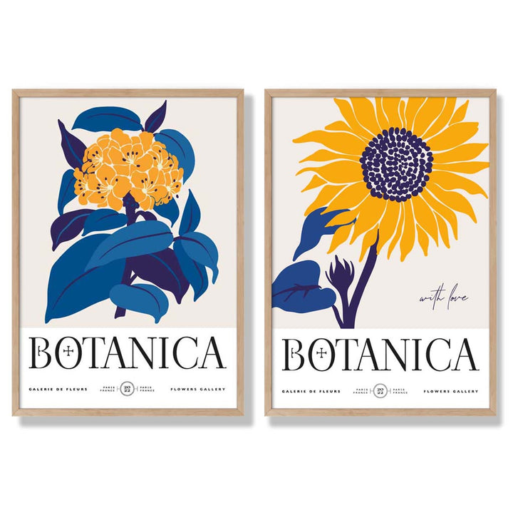 Blue and Yellow Sunflower Framed Set of 2 Art Prints | Bowlift