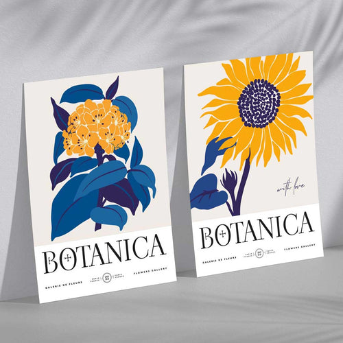 Blue and Yellow Sunflower Set of 2 Art Prints | Bowlift