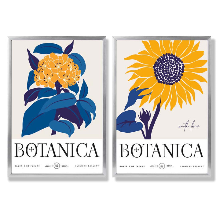 Blue and Yellow Sunflower Framed Set of 2 Art Prints | Bowlift