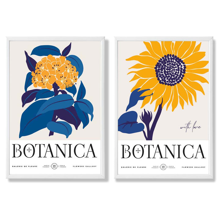Blue and Yellow Sunflower Framed Set of 2 Art Prints | Bowlift