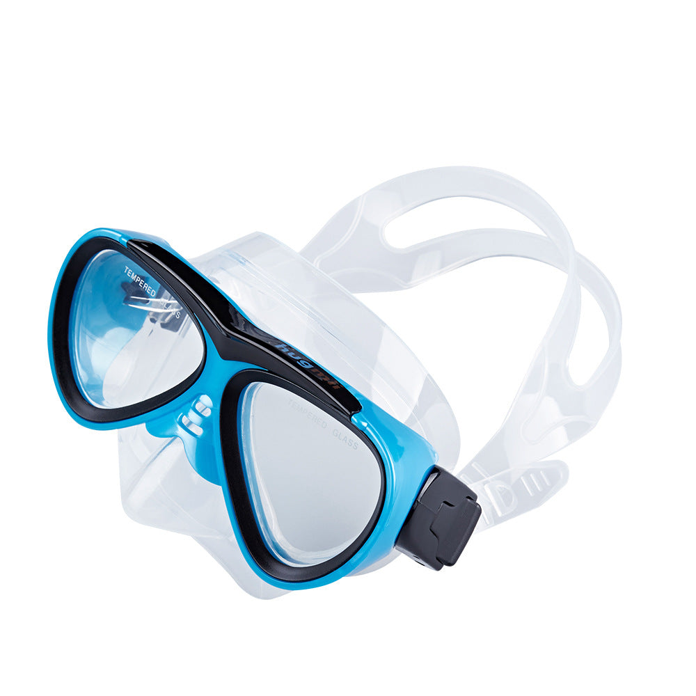 Diving mask with elastic adjustment and anti-fog technology Bowlift