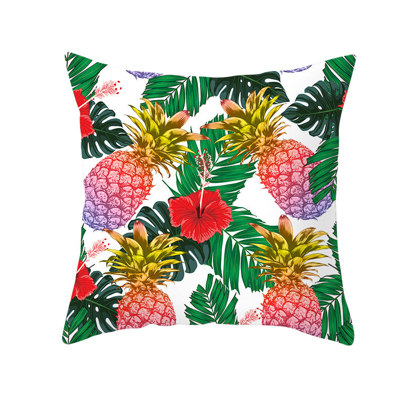 Tropical Pineapple Print Cushion Cover with Hidden Zipper