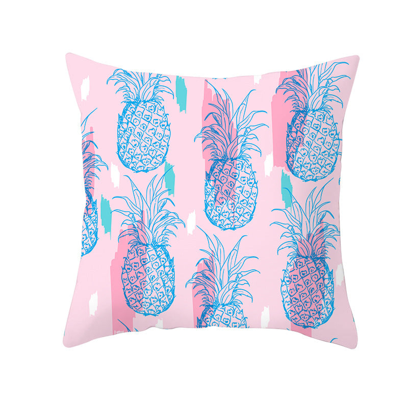 Tropical Pineapple Print Cushion Cover with Hidden Zipper