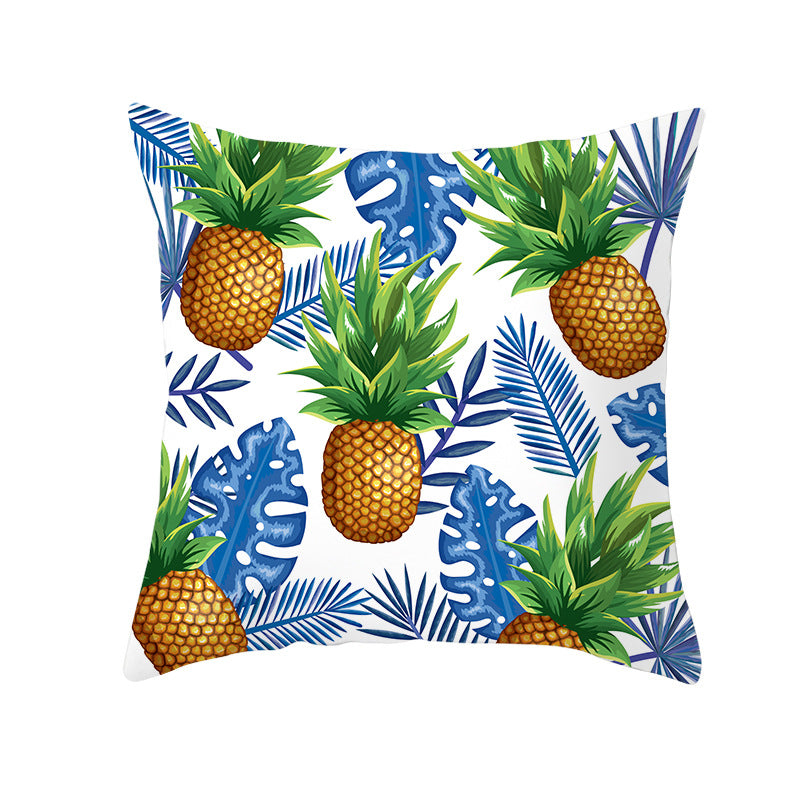 Tropical Pineapple Print Cushion Cover with Hidden Zipper