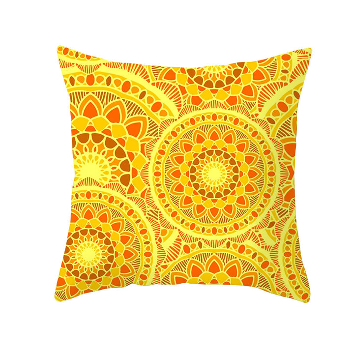 Geometric Interlocking Circle Square Pillow Cover Polyester Linen-Texture with Hidden Zipper