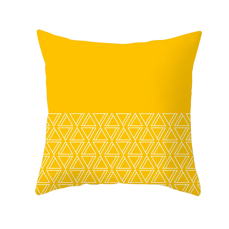 Geometric Interlocking Circle Square Pillow Cover Polyester Linen-Texture with Hidden Zipper