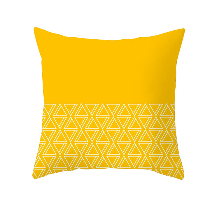 Geometric Interlocking Circle Square Pillow Cover Polyester Linen-Texture with Hidden Zipper