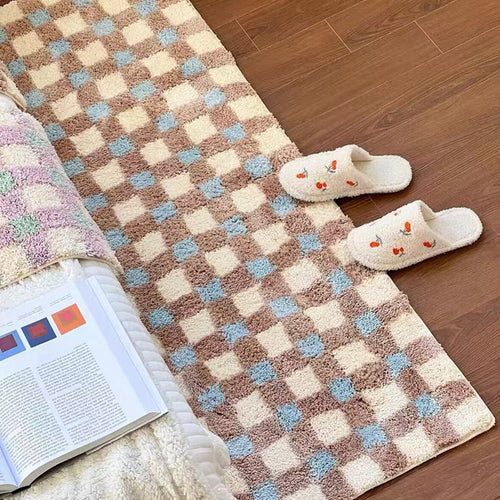 BowLift | Plush Plaid Flocking Floor Mat for Bedroom and Beyond
