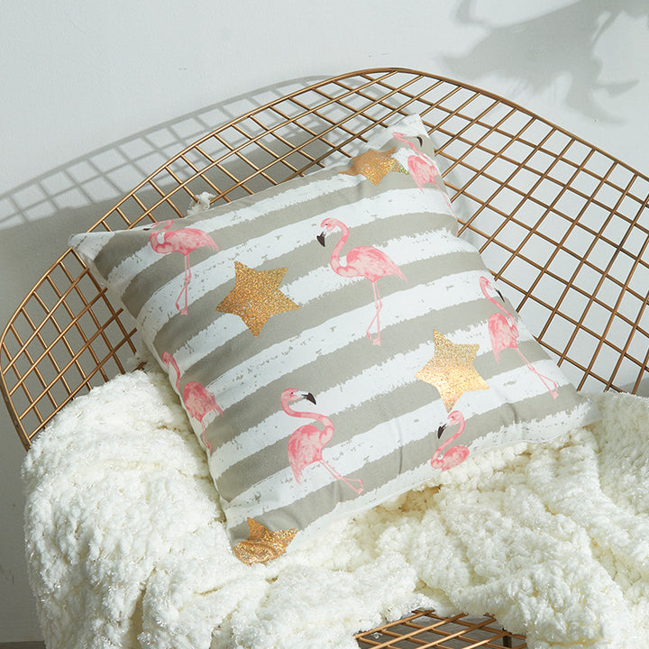 Luxurious Feather Print Decorative Pillow