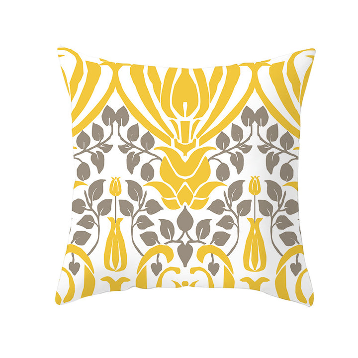 Geometric Interlocking Circle Square Pillow Cover Polyester Linen-Texture with Hidden Zipper